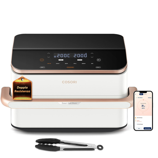 Cosori FRIGGITRICE AD ARIA Dual Blaze Twinfry™ Chef Edition, 10 Litri, 7 in 1, Doppia Resistenza, Doppio Cestello 5L&5L e Separatore Rimovibile, 2800W,Wi