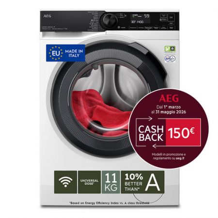 AEG Lavatrice Carica Frontale 11 Kg Classe A-10% 1400 Giri MADE IN ITALY LR8H114BY