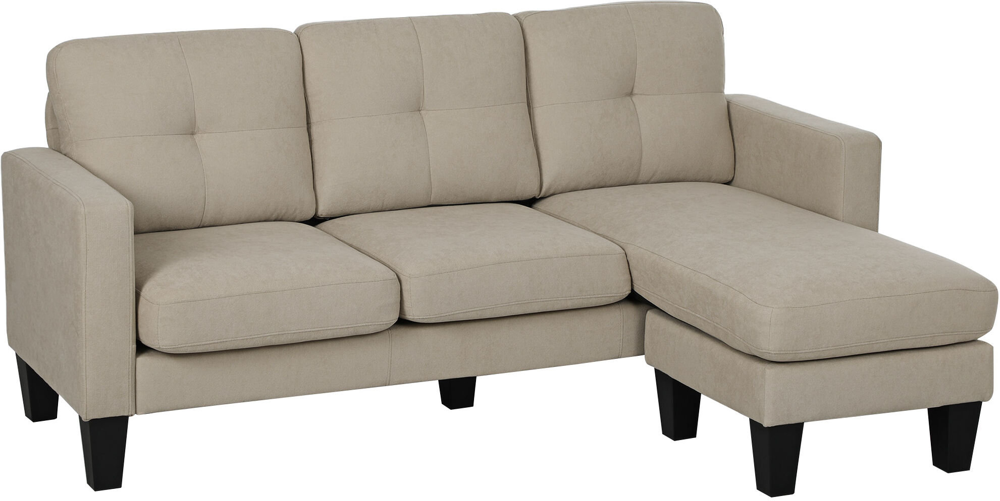 Homcom Divano angolare 3 Posti con chaise longue reversibile, 186x130x84 cm, Beige Aosom Italy