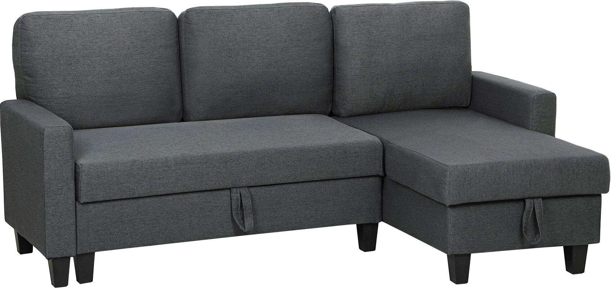 Homcom Divano Letto 3 Posti con Chaise e Spazio Contenitore, in Tessuto Effetto Lino, 197x129x85 cm, Grigio Carbone Aosom Italy 1 Homcom Divano Letto 3 Posti con Chaise e Spazio Contenitore, in Tessuto Effetto Lino, 197x129x85 cm, Grigio Carbone Aosom Italy