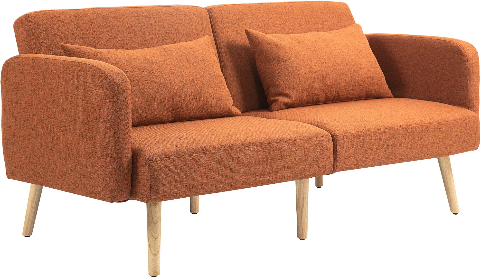 Homcom Divano letto 3 posti design clic clac schienale inclinabile e braccioli regolabili in tessuto effetto lino marrone