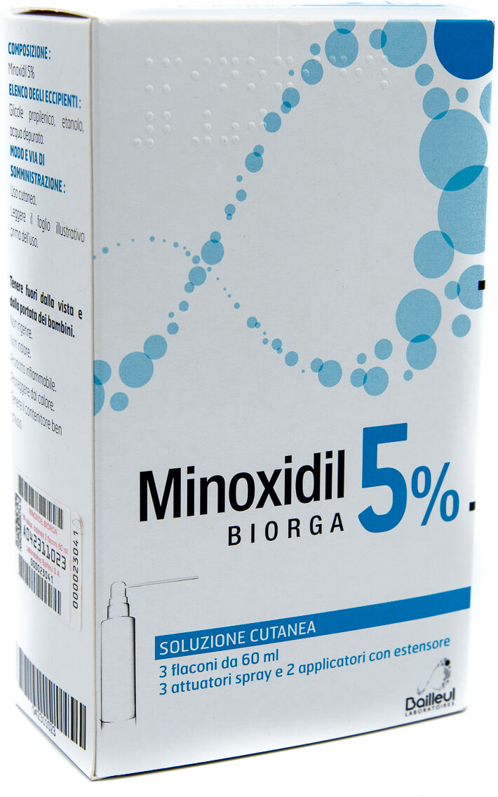 LABORATOIRES BAILLEUL S.A. Minoxidil Biorga Soluzione Cutanea 5% - Per il trattamento dell'alopecia - 3 Flaconi da 60 ml 1 LABORATOIRES BAILLEUL S.A. Minoxidil Biorga Soluzione Cutanea 5% - Per il trattamento dell'alopecia - 3 Flaconi da 60 ml
