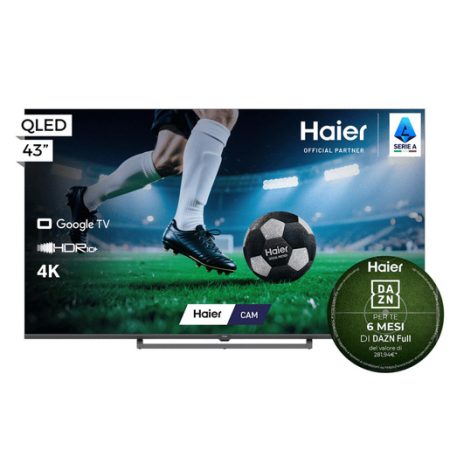 Haier Smart TV QLED 43'' H43S80GUX, 4K, Google TV, AI Picture Quality, HDR10, Dolby Audio, HDMI 2.1 x4, Bluetooth 5.1