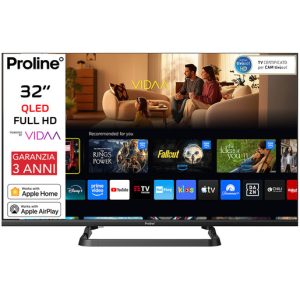 Proline PRO32QM10VDA SMART TV QLED 32'' FULL HD, Sistema operativo VIDAA, Triplo tuner DVBT2/C/S2, Certificato TivuSAT, Piedistallo centrale, Dolby Audio