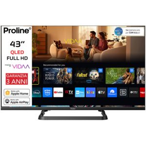 Proline PRO43QM10VDA SMART TV QLED 43'' FULL HD, Sistema operativo VIDAA, Triplo tuner DVBT2/C/S2, Certificato TivuSAT, Piedistallo centrale, Dolby Audio