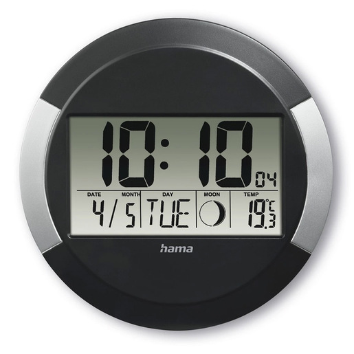 Hama Ischia Orologio radiocomandato Rotondo Nero, Argento