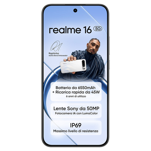realme 16 5G 16,7 cm (6.57'') Doppia SIM Android 16.0 USB tipo-C 8 GB 256 GB 6550 mAh Bianco