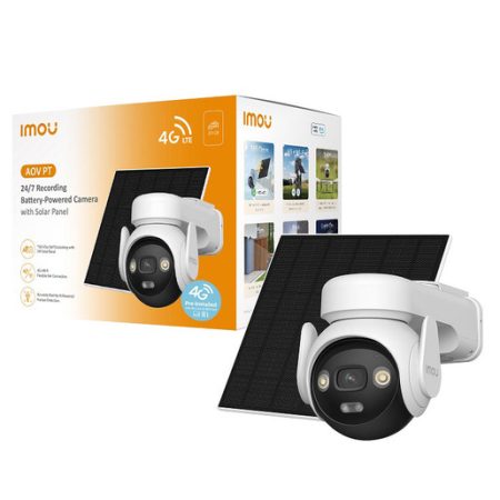 Imou AOV PT 4G 5MP - Telecamera da esterno 4G e Wifi Motorizzata con pannello solare. Tecnologia AOV per registrazione 24/7 . Incluse Sim Dati 4G ed SD d