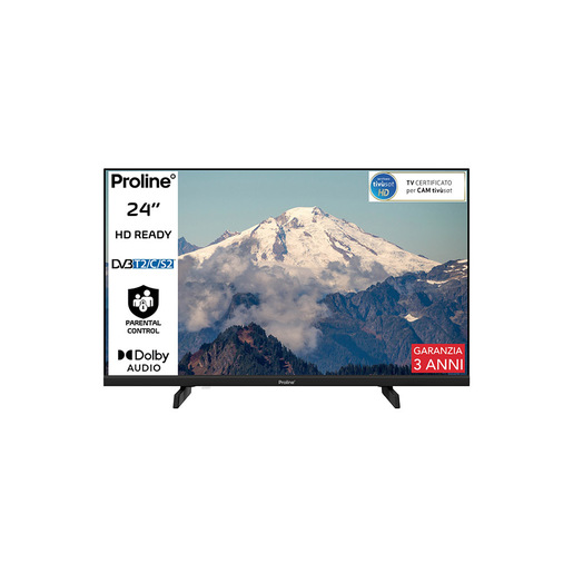 Proline PRO24M10 TV 24'' HD, Triplo tuner DVBT2/C/S2, Certificato TivuSAT, Dolby Audio, Parental Control