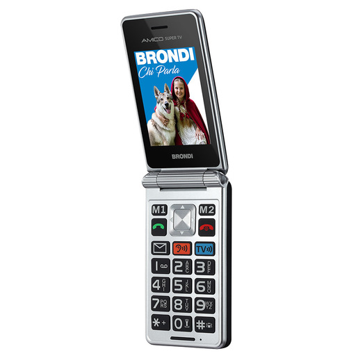 Brondi Amico Super TV cellulare 7,11 cm (2.8'') 119 g Nero, Argento Telefono per anziani