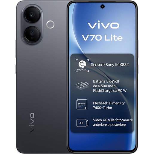VIVO V70 Lite 5G 17,2 cm (6.77'') Android 16.0 USB tipo-C 6 GB 256 GB 6500 mAh Nero