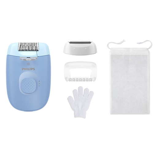 Philips Serie 2000 Epilatore con filo azzurro con 4 accessori BRE247/00