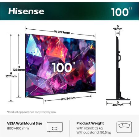 Hisense 100E7SPRO TV 2,54 m (100'') 4K Ultra HD Smart TV Wi-Fi
