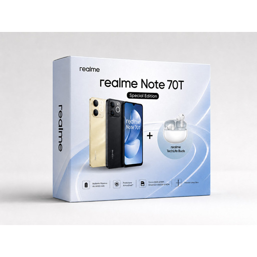 realme Note 70T 17,1 cm (6.74”) Doppia SIM Android 15 4G USB tipo-C 4 GB 128 GB 6000 mAh Nero