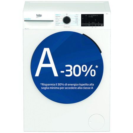 Beko b300 BMW89DB 8kg, Classe A-30%, Bianco, Motore Inverter 1400 giri, Display touch, Porta nera, EnergySpin™, Vapore