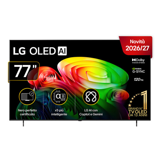 LG OLED AI 77” Serie B6 OLED77B65LA, 4K, Nero perfetto, Dolby Vision, Processore α8 Gen3, 120Hz, G-Sync, SMART TV 2026