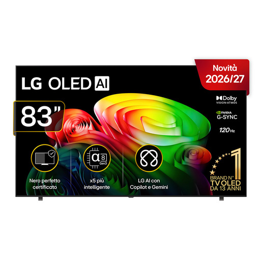 LG OLED AI 83” Serie B6 OLED83B65LA, 4K, Nero perfetto, Dolby Vision, Processore α8 Gen3, 120Hz, G-Sync, SMART TV 2026