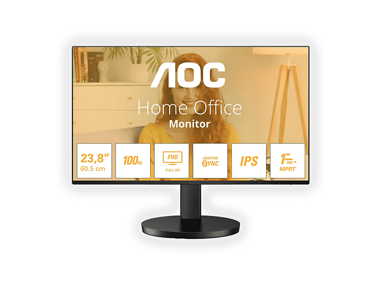 AOC 24B3HA2 Monitor PC 23.8'' Full HD IPS LED 100Hz 1ms Altoparlanti Integrati Senza Cornice VESA colore Nero