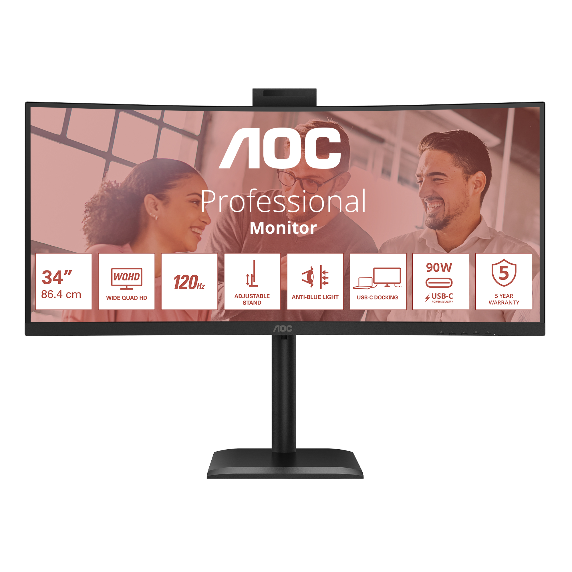 AOC Monitor PC 34'' UltraWide Quad HD LED Nero CU34E4CW