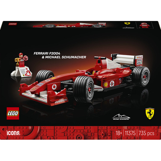 LEGO ICONS 11375 Ferrari F2004 e Michael Schumacher, Modello di Auto F1 per Adulti, Regalo per i Fan degli Sport Motoristici