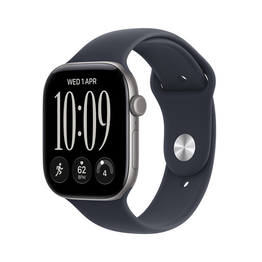 Apple Watch Series 12 GPS, cassa 46 mm in alluminio grigio siderale con cinturino Sport blu marino - S/M