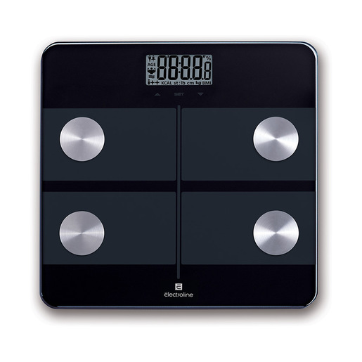 Electroline ELNFDAGS7BMI bilance pesapersone Quadrato Nero Bilancia pesapersone elettronica - Bilancia pesapersone elettronica