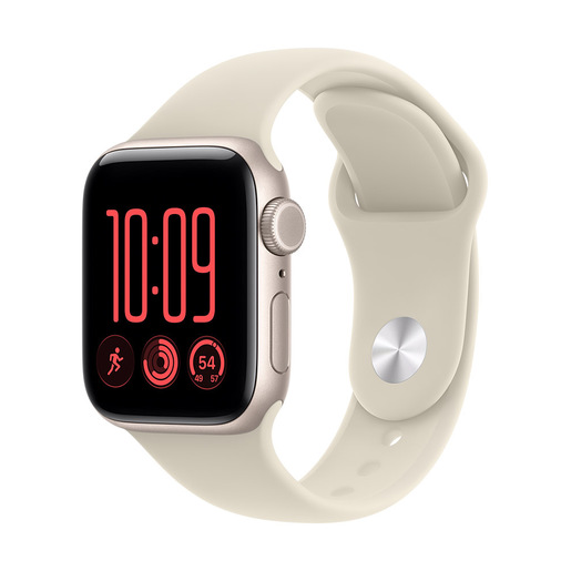Apple Watch SE (3nd generation) SE 3 GPS + Cellular, Cassa 40 mm in alluminio galassia con Cinturino Sport sabbia – S/M - 10,7 mm