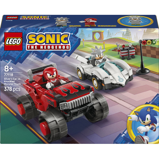 LEGO Sonic the Hedgehog 77118 Auto di Silver vs. Monster Truck di Knuckles, Giocattolo con 2 Minifigure, Regalo per Gamer 8+