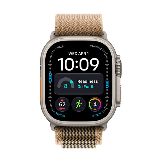 Apple Watch Ultra 4 GPS + Cellular, Cassa 49 mm in titanio naturale con Alpine Loop duna - L