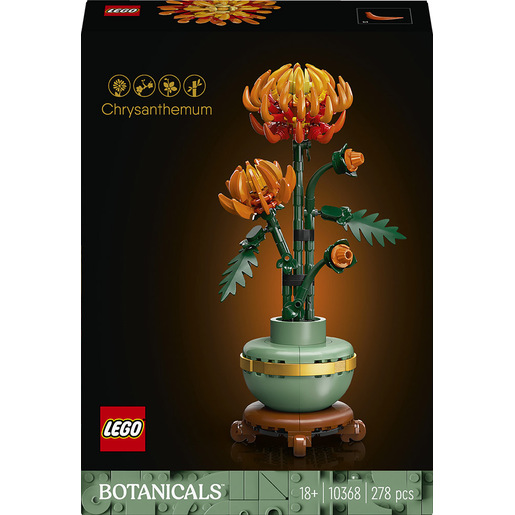 LEGO Botanicals 10368 Crisantemo, Fiore Finto da Costruire per Adulti, Idea Regalo Creativa di Compleanno per Donna e Uomo