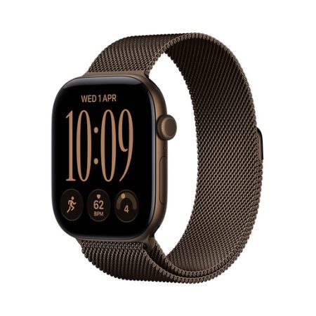 Apple Watch Series 12 GPS + Cellular, cassa 42 mm in alluminio color bronzo scuro con loop in maglia milanese color bronzo scuro
