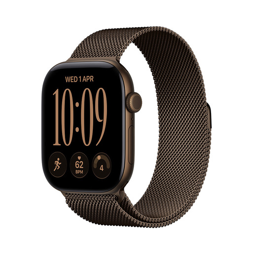 Apple Watch Series 12 GPS + Cellular, cassa 42 mm in alluminio color bronzo scuro con loop in maglia milanese color bronzo scuro
