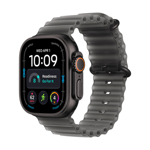 Apple Watch Ultra 4 GPS + Cellular, Cassa 49 mm in titanio nero con cinturino Ocean nero traslucido