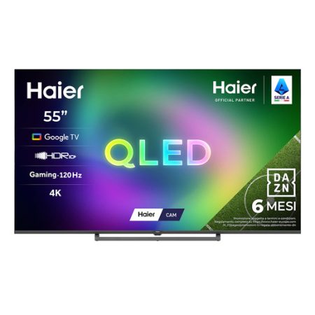 Haier S80G Series Smart TV QLED 55'' H55S80GUX, 4K, Google TV, AI Picture Quality, Gaming 120Hz DLG, HDR10+, Dolby Audio, HDMI 2.1 x4