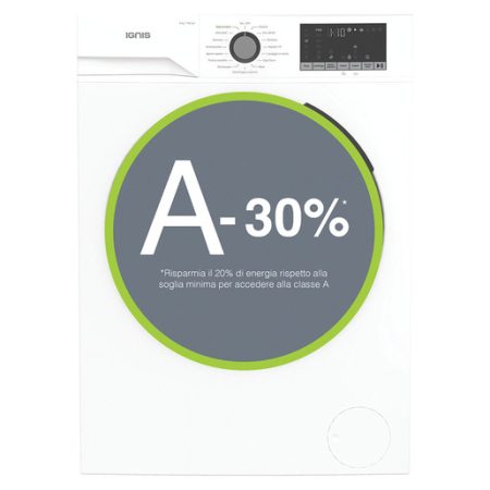 Ignis IG 8149DB IT, lavatrice a carica frontale 8 kg, A-30%, motore inverter, 1400 giri display digitale XL, vapore