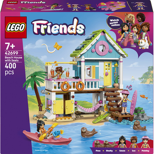 LEGO Friends 42699 Casa sulla Spiaggia con Foche Giocattolo, 3 Mini Bamboline, 2 Animali e Accessori, Regalo per Bambine 7+