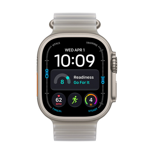 Apple Watch Ultra 4 GPS + Cellular, Cassa 49 mm in titanio naturale con cinturino Ocean grigio traslucido