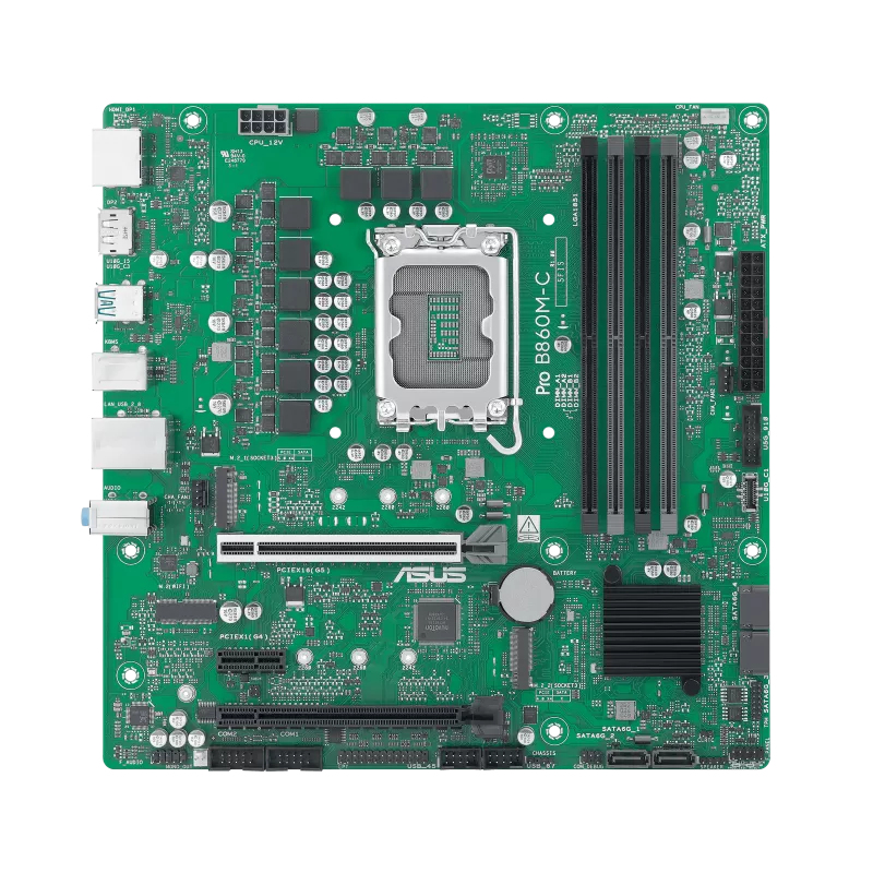 Asus 90MB1MCP-M0EAYC PRO B860M-C-CSM Scheda Madre mATX Socket LGA 1851 DDR5 PCIe 5.0 2x M.2 Intel B860 Ethernet 1GB USB-C 10Gbps colore Nero