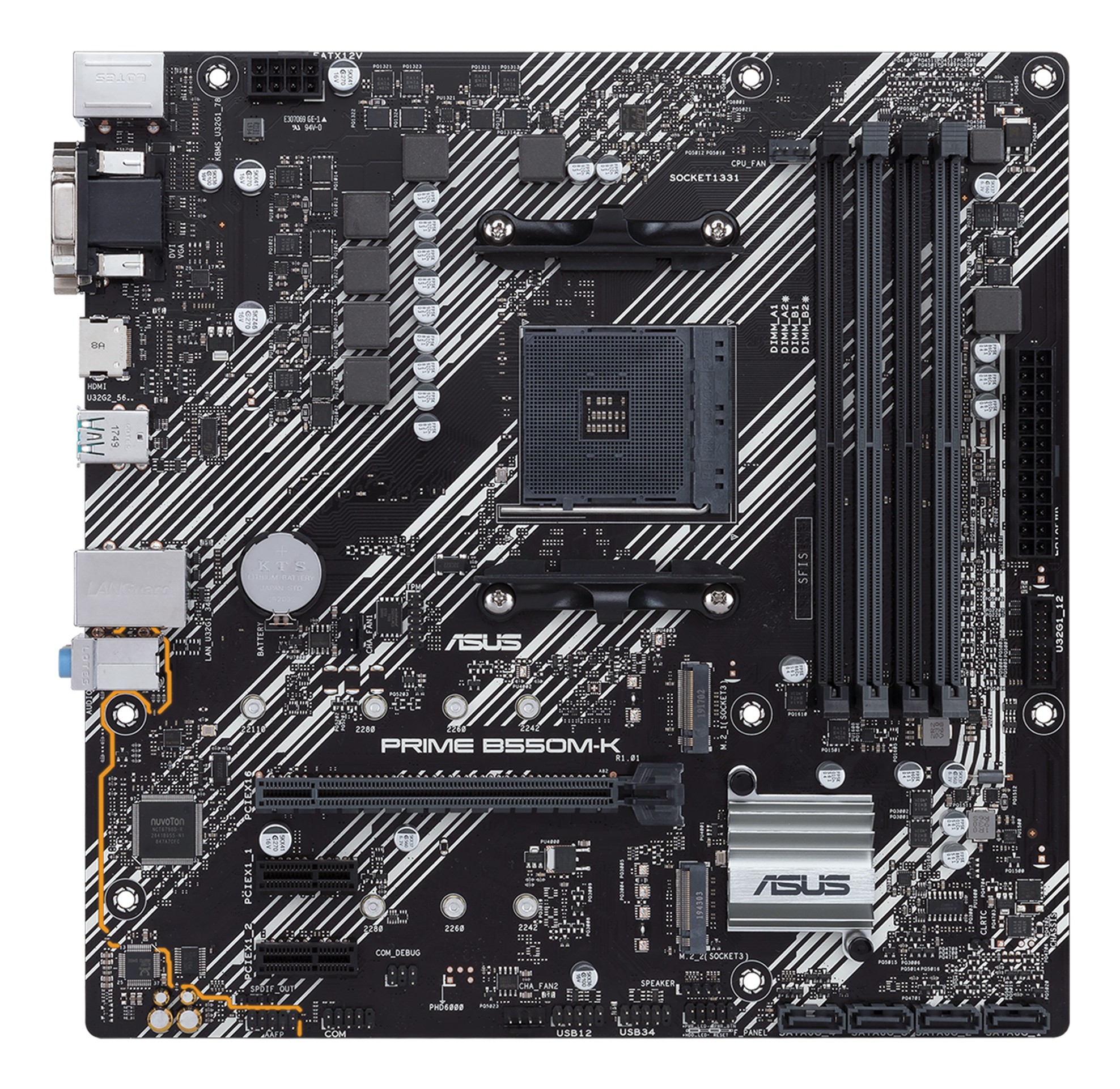 Asus PRIME B550M-K Scheda Madre micro ATX AMD B550 Socket AM4 DDR4 128 GB dual M.2 PCIe 4.0 USB 3.2 Gen 2 HDMI DVI LAN 1 Gb