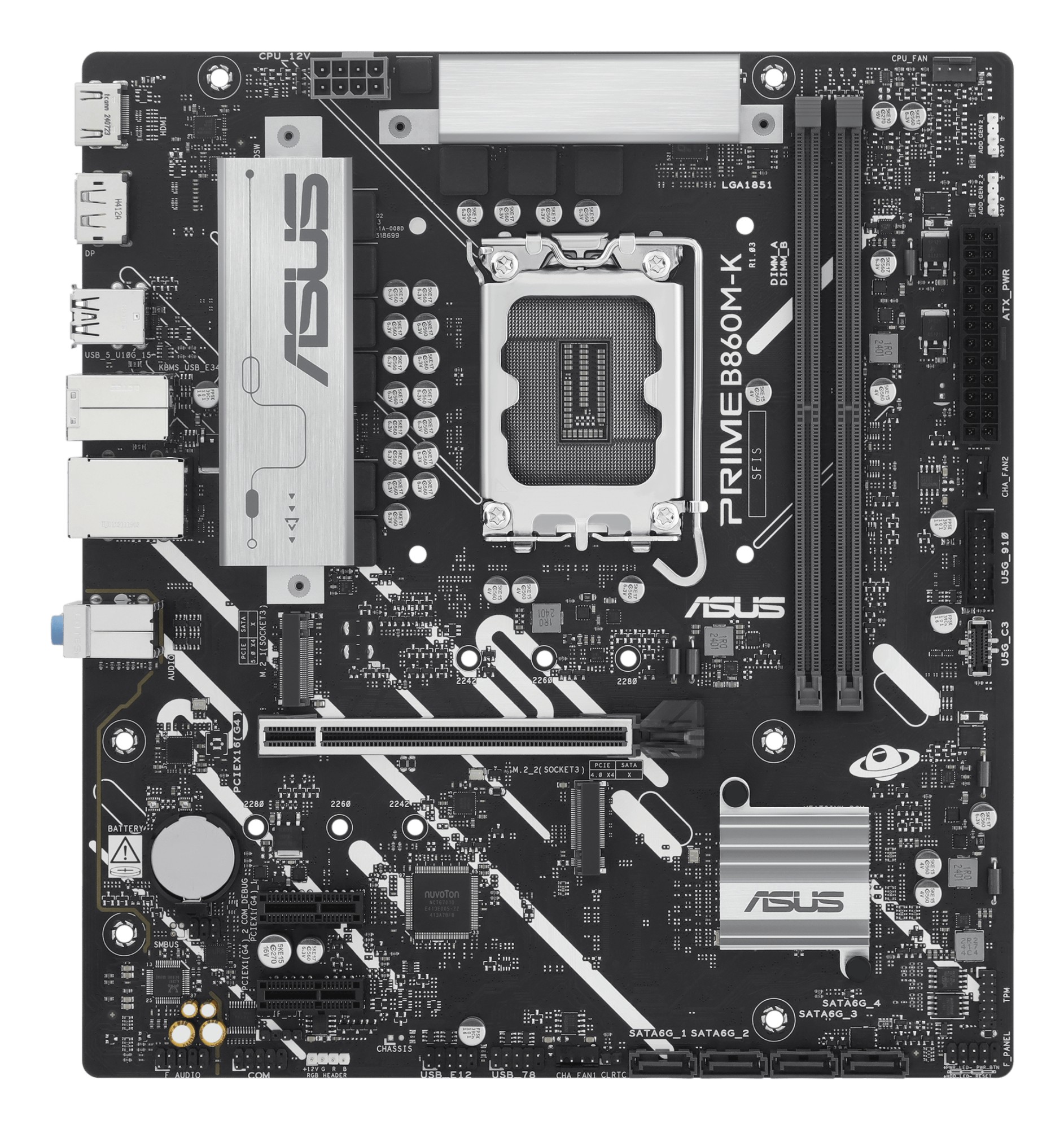 Asus PRIME B860M-K Scheda Madre micro ATX Socket LGA 1851 Intel B860 DDR5 128 GB 2.5GbE M.2 PCIe 5.0 - 1