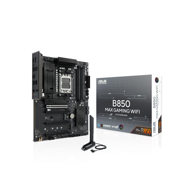 ASUS scheda madre B850 MAX GAMING WIFI, socket AM5, chipset AMD B850, DDR5, PCIe 5.0, 3 slot M.2, Wi-Fi 6E, ATX, nera