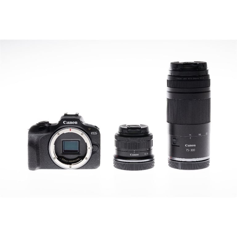 Canon Fotocamera ibrida Canon EOS R100 Kit RF-S 18-45 mm e RF 75-300 mm Nera