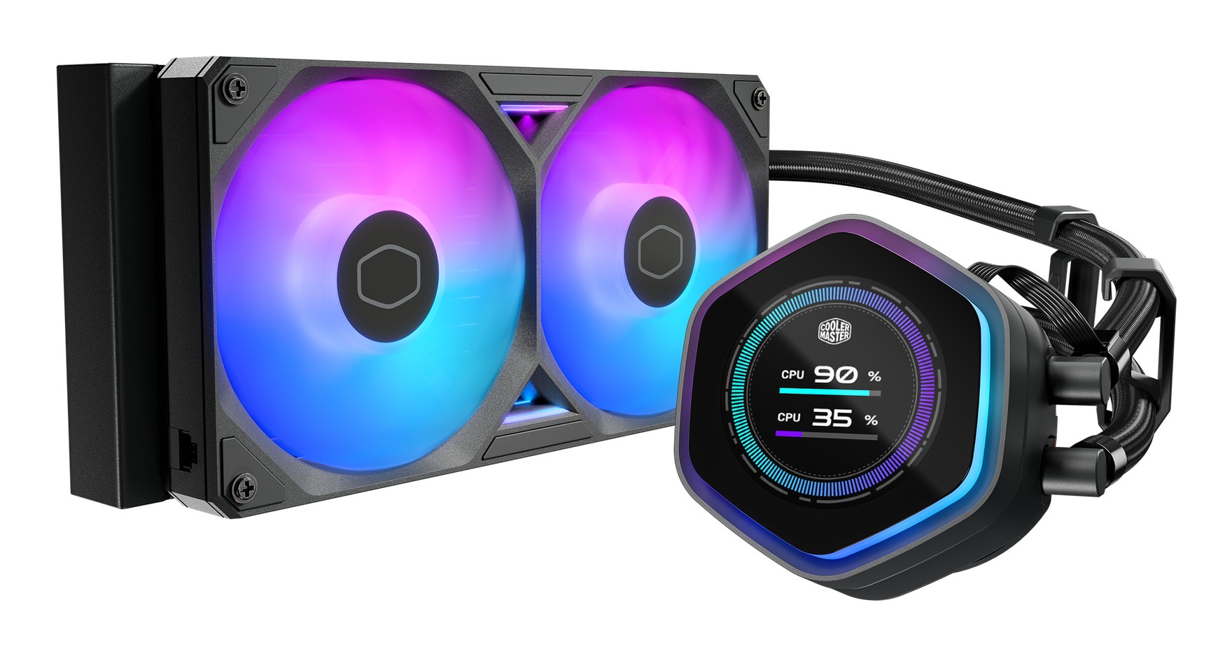 Cooler Master Dissipatore A Liquido Atmos Ii, 2x120mm Argb, Kit LCD Incl, Nero MLX-D24m-A25sz-L1