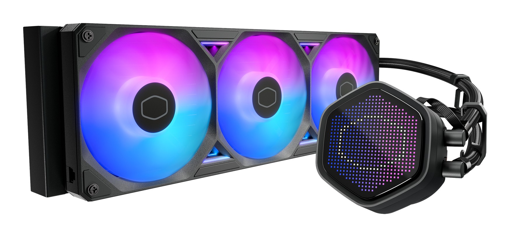 Cooler Master Dissipatore A Liquido Atmos Ii, 3x120mm Argb, Kit Schermo Pixel Incl, Nero MLX-D36m-A25sz-P1