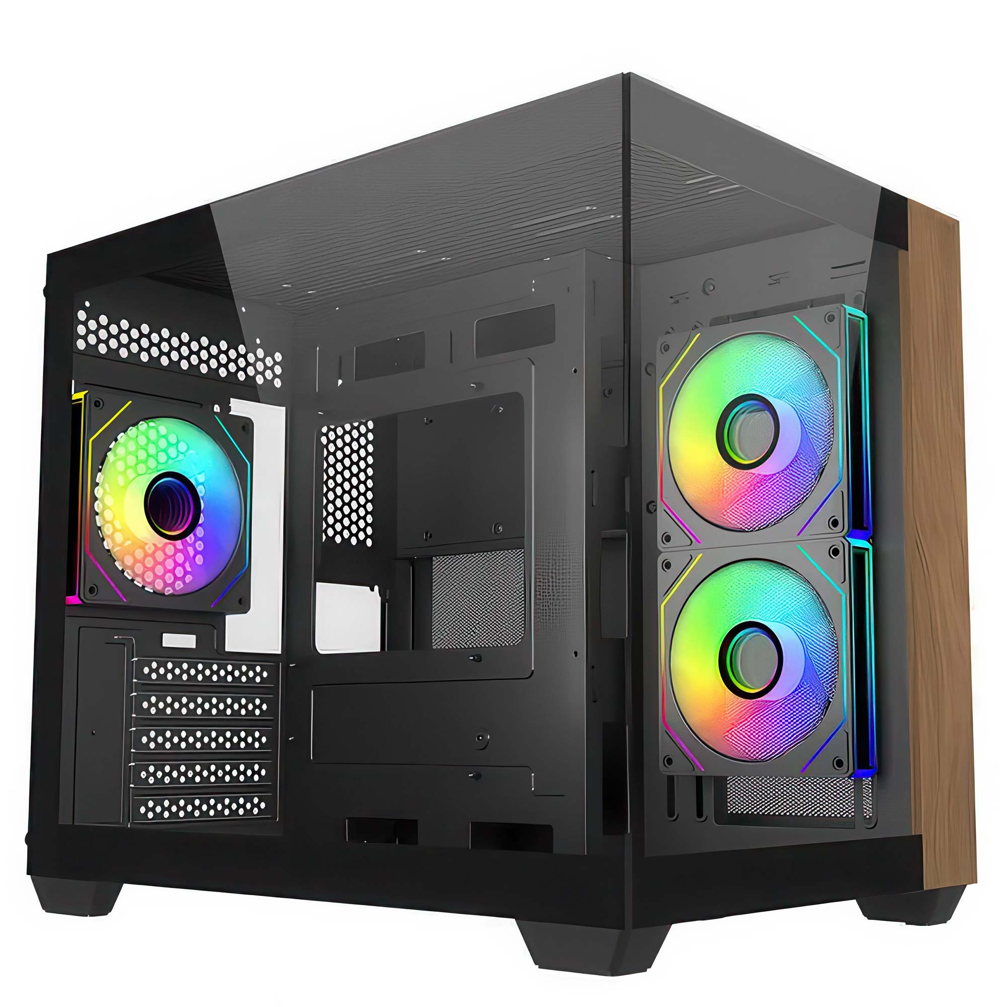 Cooler Master E481-KHNN-S00 Elite 481 Wood Case Mini Tower mATX ITX con 3 Ventole 120mm ARGB USB-C Vetro Temperato colore Nero