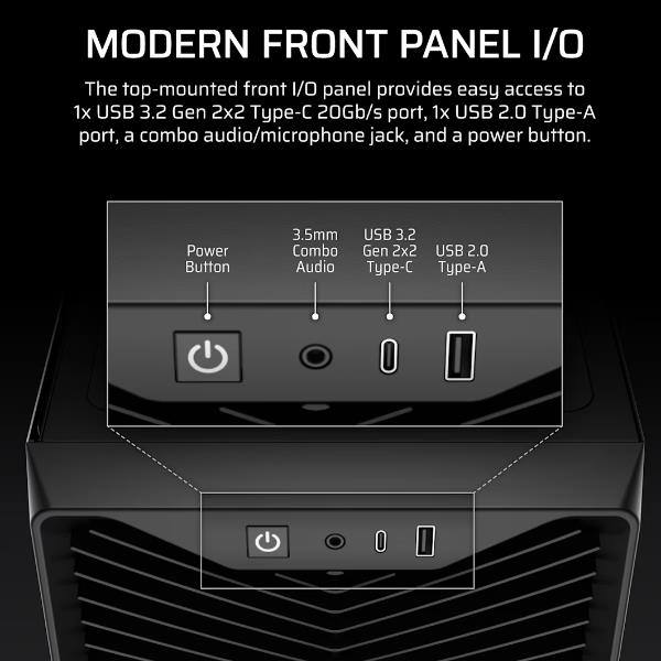 Corsair 3200D RS CC-9011334-WW case PC mid tower 3 ventole RS120 incluse radiatore 360 mm scheda madre connessione inversa vetro temperato nero