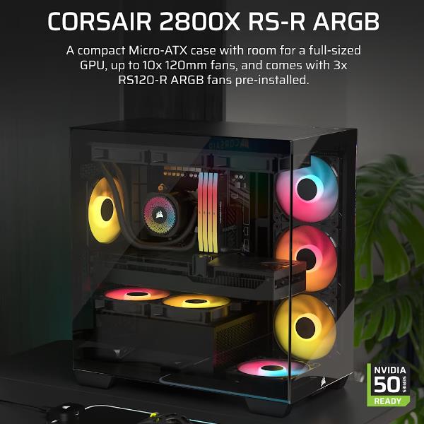Corsair CC-9011347-WW 2800X RS-R ARGB Case Midi Tower con Illuminazione RGB e Vetro Temperato colore Nero