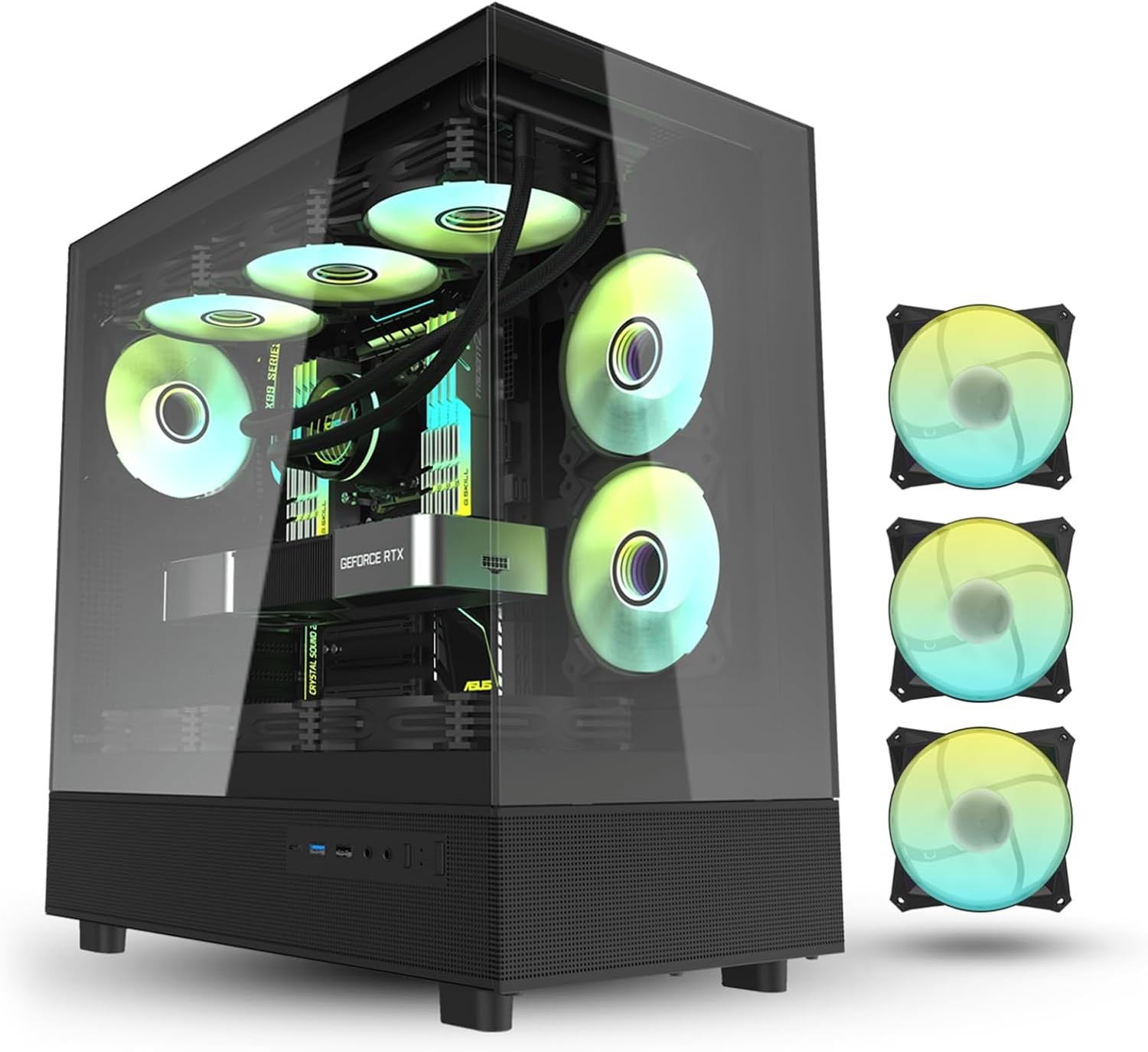 Darkflash Dpx90 PC Case, ATX/Micro-ATX/Mini-ITX Motherboard Support, 3 Argb Fans, Tempered-Glass DF-Dpx90-BK-3argb-015