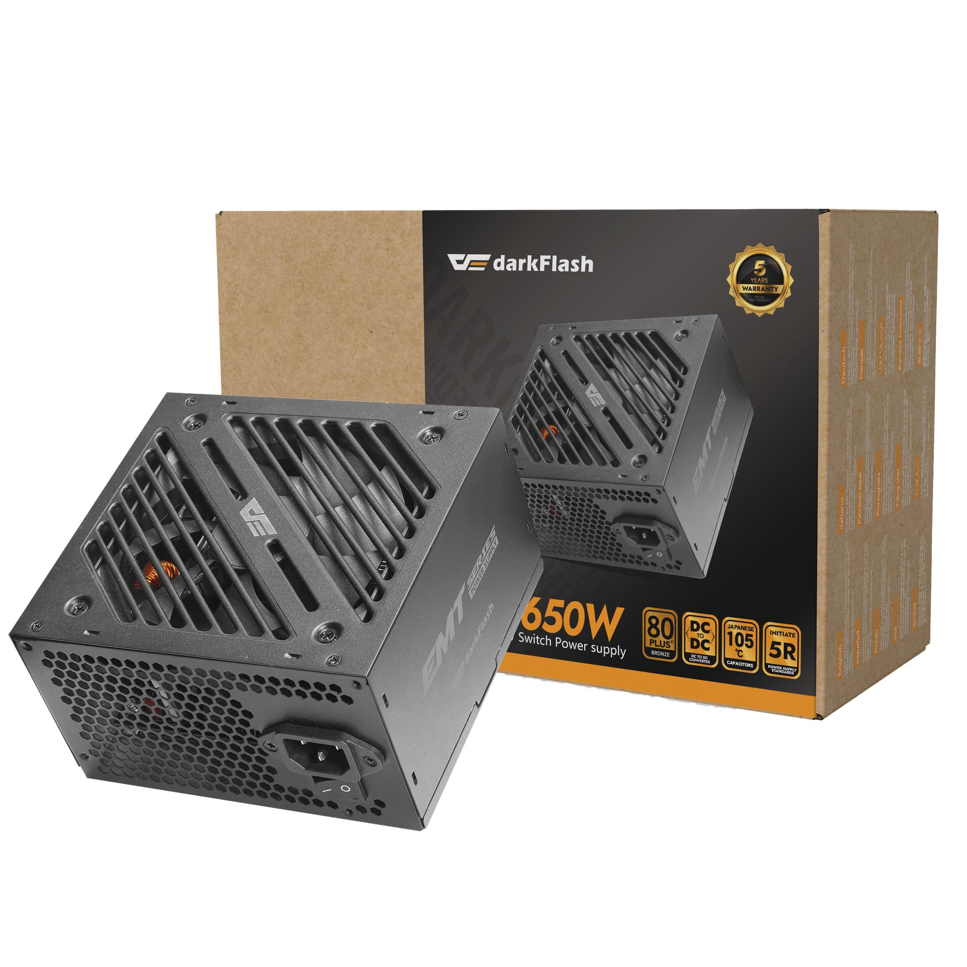 Darkflash Emt750 Power Supply, 750w, 100-240v Input, 20+4-PIN, 2X CPU 4+4-PIN, 2X Pcie 6+2-PIN DF-Emt750-BK-032