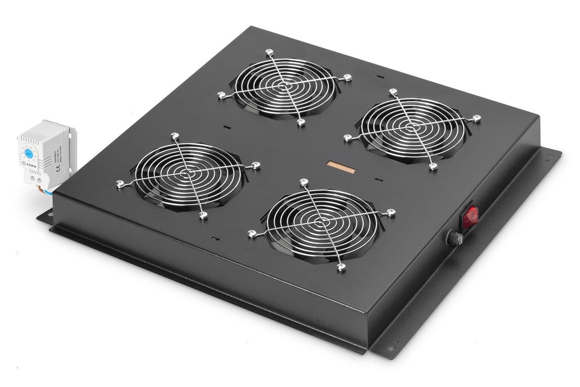Digitus DN-19 FAN-4-B-N Kit 4 Ventole con Termostato per Armadio Rack 19'' 1U 552 m³-h colore Nero